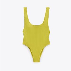 ZARA Women’s Low Cut Yellow One Piece Swimsuit
